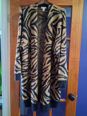 H&M Long Tiger Stripe Cardigan